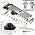 Adjustable Mandoline Slicer with 5 Thickness Settings – Stainless Steel Vegetable Slicer & Grater for Onion, Potato, Carrot, Cheese & Fruit – Professional Kitchen Tool, Optional Cut-Resistant Gloves