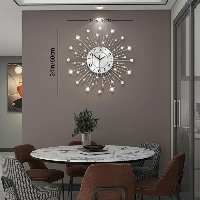 24-Inch Silent Wall Clock Minimalist Modern Wrought Iron – Large Non-Ticking Decorative Clock for Living Room, Kitchen, Bedroom & Bathroom