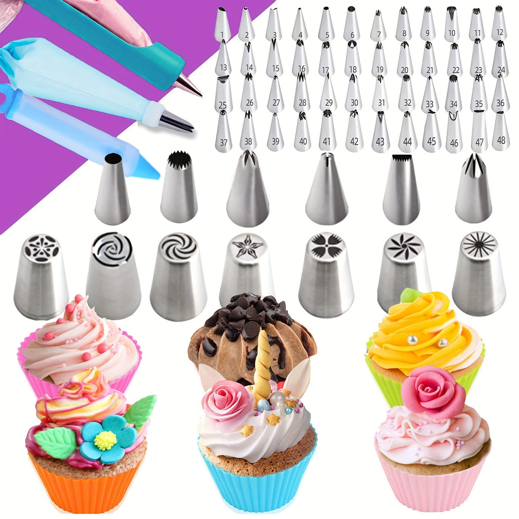 492 Piece Cake Decorating Set with Rotating Turntable Piping Tips & Reusable Piping Bags - Complete Professional Baking Kit for Home Bakers