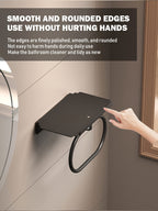 Oval Metal Towel Ring Wall Mounted – No-Drill Bathroom Organizer, Modern Matte Black Finish, Durable & Elegant Home Decor