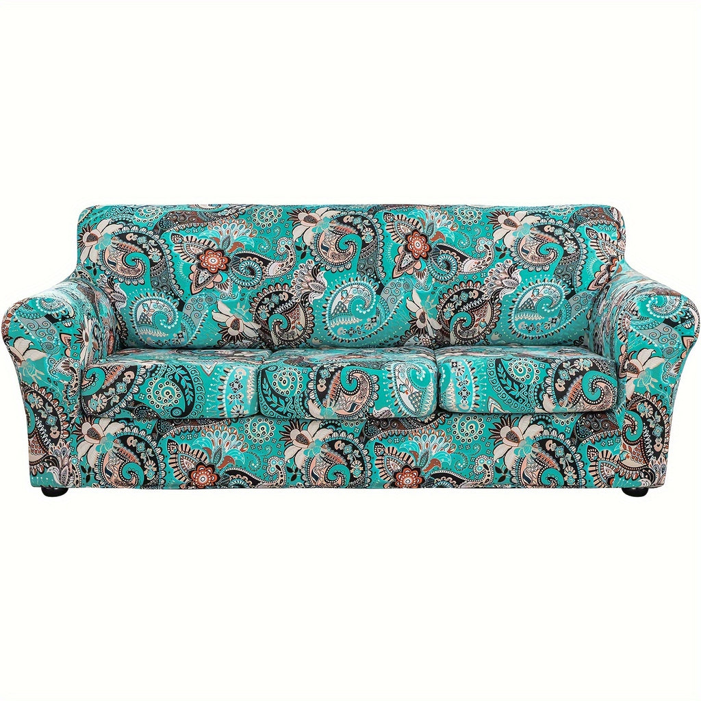 Boho Floral Sofa Slipcover Set with Separate Seat Cushion Covers – Washable Stretch Couch Cover for Armchair Loveseat Sofa, Drawstring Fit, Pet Friendly, 6 Colors