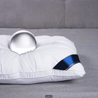 Hotel Quality Bed Pillows - Luxury Soft Polyester Fiber Satin Cover, Deep Sleep Neck Support No-Collapse, Zipper Closure Machine Washable, All-Season, 1/2/3/4-Pack White & Gray