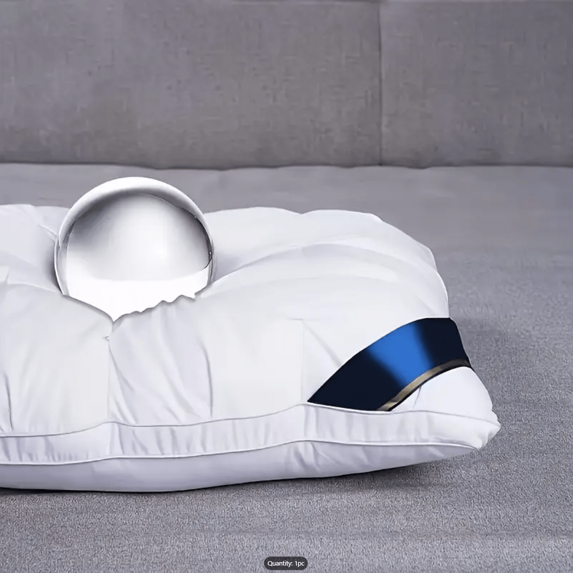 Hotel Quality Bed Pillows - Luxury Soft Polyester Fiber Satin Cover, Deep Sleep Neck Support No-Collapse, Zipper Closure Machine Washable, All-Season, 1/2/3/4-Pack White & Gray