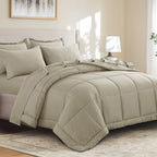 Bed in a Bag Queen 7 Piece Fluffy Comforter Set – Ultra-Soft Microfiber Bedding with Comforter, Fitted Sheet, Flat Sheet & 4 Pillowcases, Hypoallergenic Breathable All Season Bedding Gift for Her