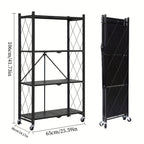 3-5 Tier Rolling Storage Rack with Wheels – Foldable Metal Shelving Unit for Home, Office & Kitchen Organization