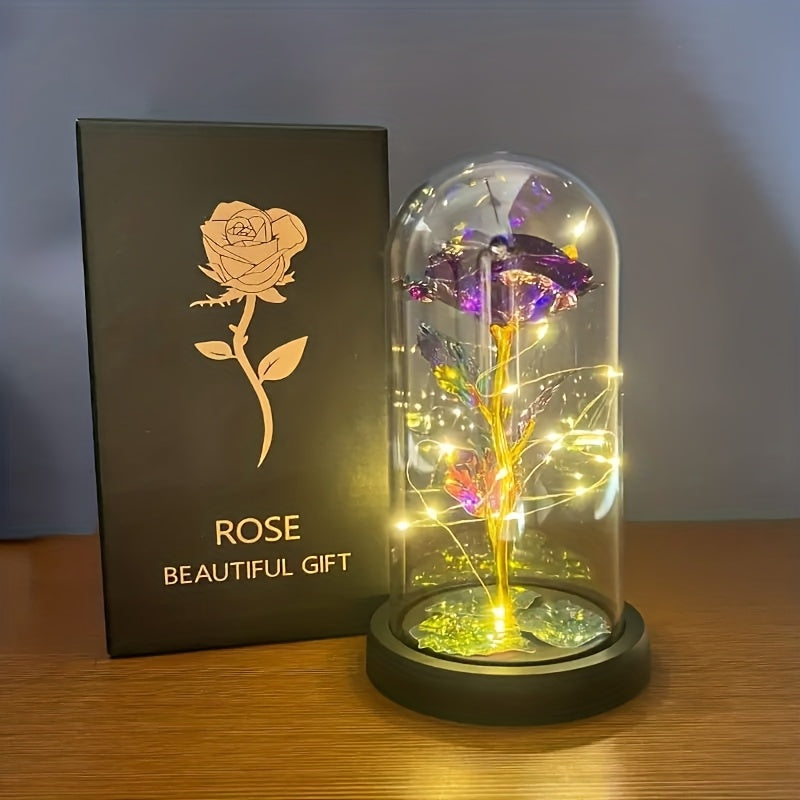 LED Rose Glass Dome Eternal Flower Night Light – Valentine's Day Gift for Girlfriend Mother's Day Wedding Bridesmaid Romantic Desktop Decor