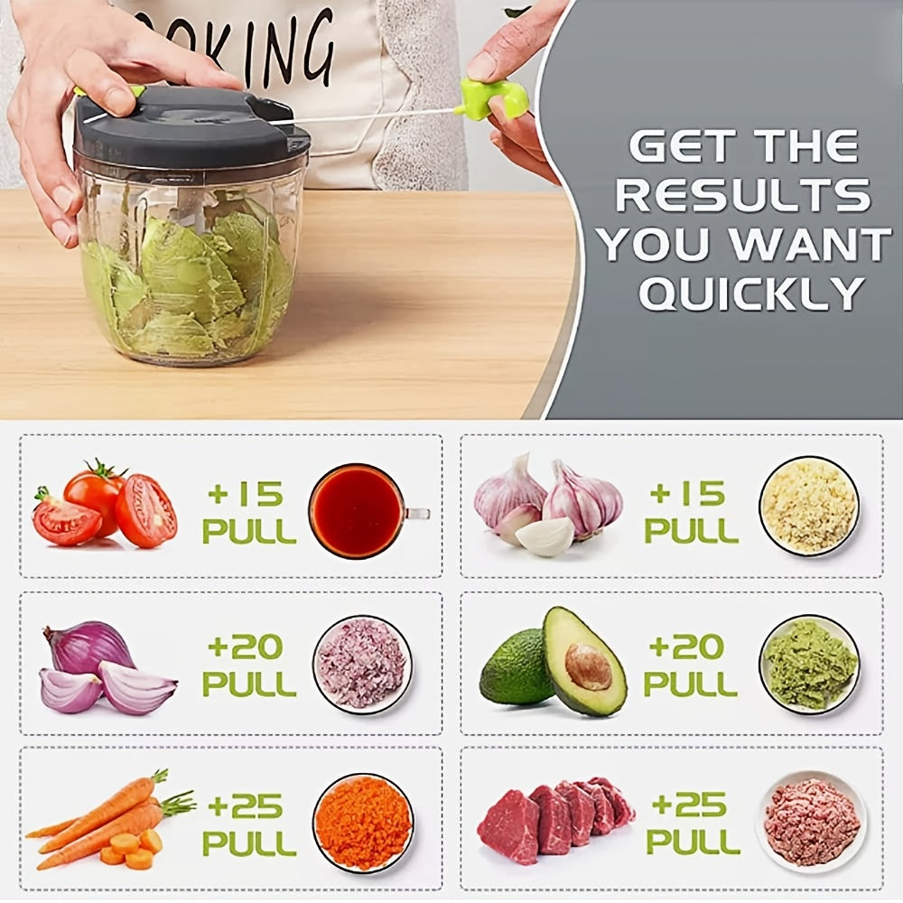 Multifunctional Vegetable & Food Chopper with 3/5 Interchangeable Blades - 900ml Container | Onion, Garlic, Carrot, Salad Chopper