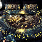Celestial Sun Moon Duvet Cover Set 3 Piece - Soft Breathable Galaxy Planet Print Bedding Twin Full Queen King Dorm Bedroom No Insert