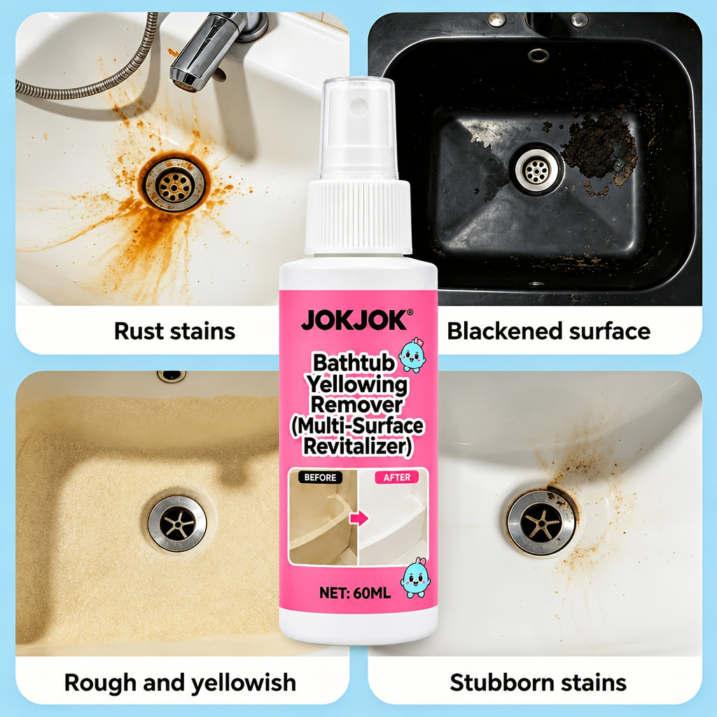 Bathtub Yellow Stain Remover Spray, Fast-Acting Acrylic & Plastic Surface Cleaner, Restores Natural Shine on Tubs, Appliances & Auto Parts