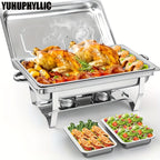 3-Compartment Buffet Food Warmer Chafing Dish Set with Water Tray, Cover & Baking Tray – Stainless Steel Party Server for Holidays, Birthdays & Catering Events