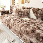 Faux Lamb Fluffy Sofa Cover Modern Gradient – Thick Plush Pet-Friendly Polyester Sofa Protector, Machine Washable 450-500g Fabric for Single, Double, Triple & Combination Sofas