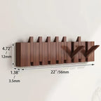 Wall-Mounted Coat Rack Natural Wood – Accordion Hook Rack for Entryway, 4/6/8/10 Hooks, Walnut & Beech Finish, Space-Saving Coat Hanger for Bedroom, Bathroom, Hallway