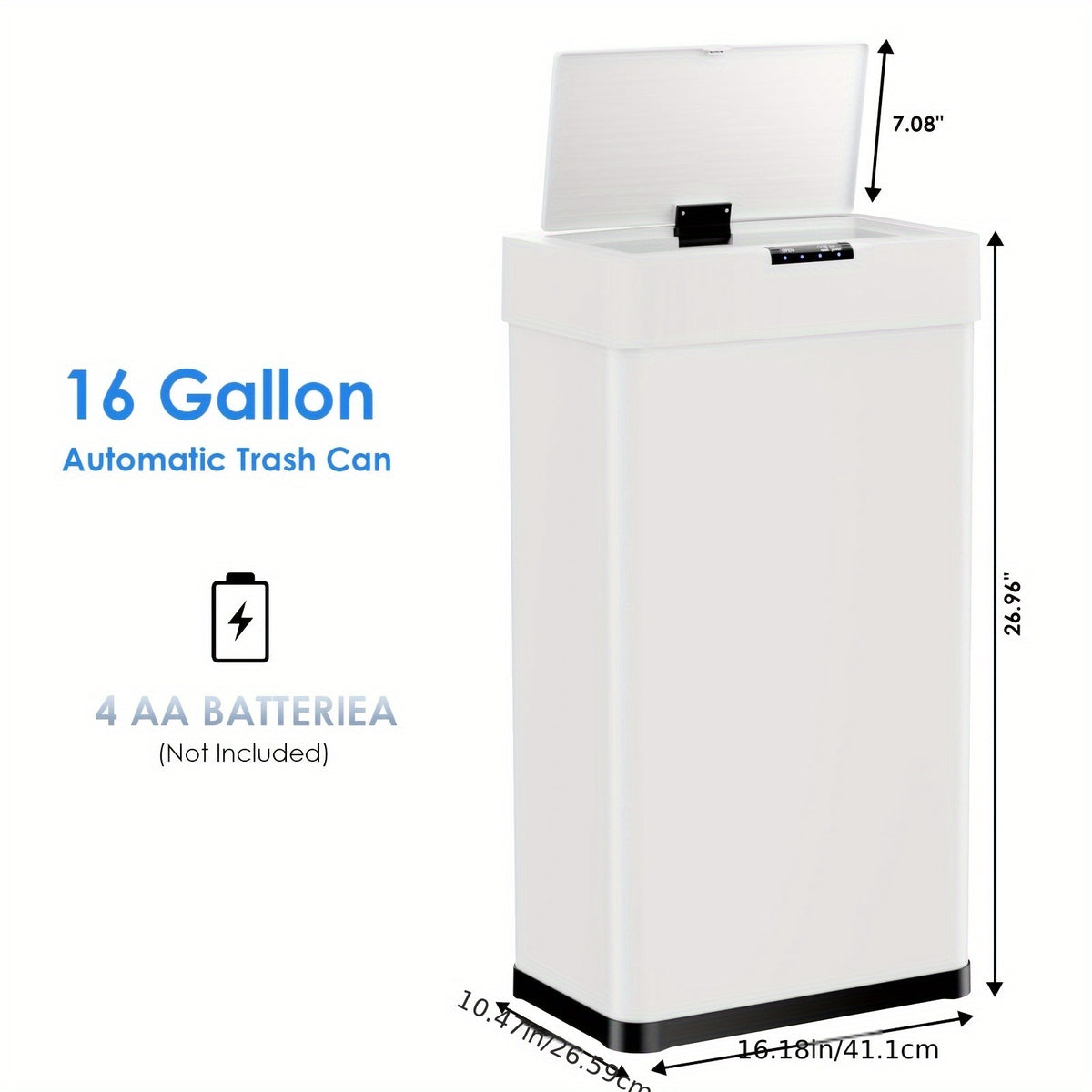 Motion Sensor Trash Can 13.2 Gallon & 15.8 Gallon Touchless Automatic Garbage Can Brushed Stainless Steel Smart Bin Soft Close Lid Bag Holder Kitchen Bedroom