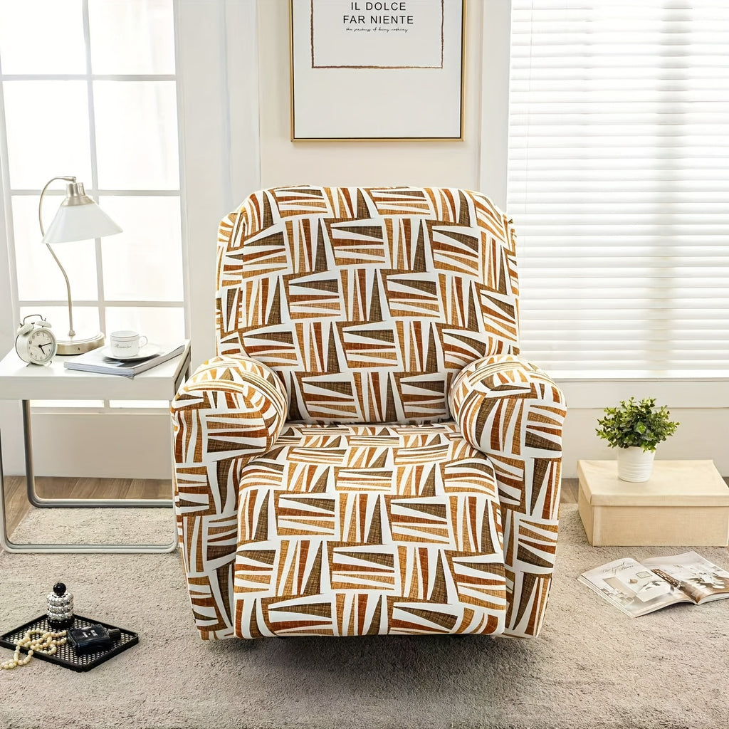 Recliner Slipcover Set of 4 with Side Pocket, Extra Large Jacquard Stretch Furniture Protector Cover, Elastic Band Closure, 92% Polyester All-Season Recliner Chair Cover for Living Room, 10 Patterns