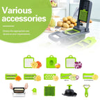 22-in-1 Vegetable Chopper & Mandoline Slicer with Container – 8 Interchangeable Blades, Onion Chopper, Food Dicer, Egg Separator & Finger Guard – All-in-One Kitchen Gadget for Veggie & Fruit Prep