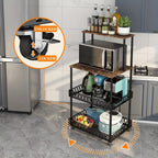 4-Tier Kitchen Microwave Oven Stand with Wheels – Vertical Baking & Bread Storage Rack for Kitchen & Dining Room | Rolling Floor-Standing Shelving