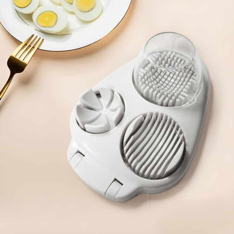 Egg Slicer 3-in-1 Heavy Duty Manual Egg Cutter with Circular Blade - Slice Crush and Cut Eggs Easily, Multifunctional Egg Tool for Home & Commercial Kitchen
