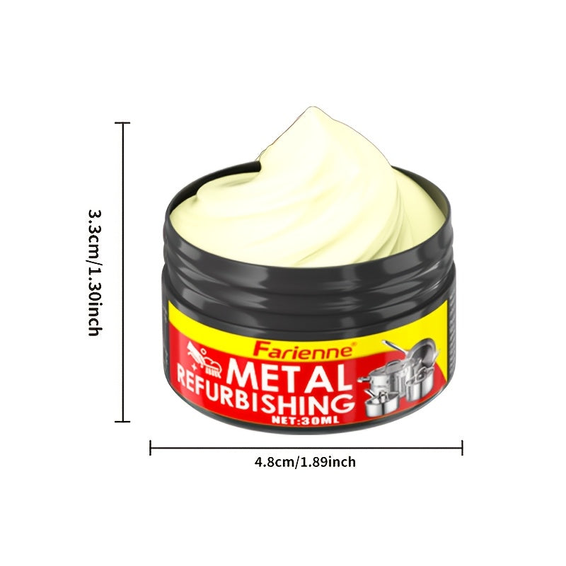Metal Polishing Paste Complete Set, Coconut Oil-Infused Gloss Agent for Chrome, Stainless Steel & Painted Metals, Residue-Free Formula with Applicator Sponge Included