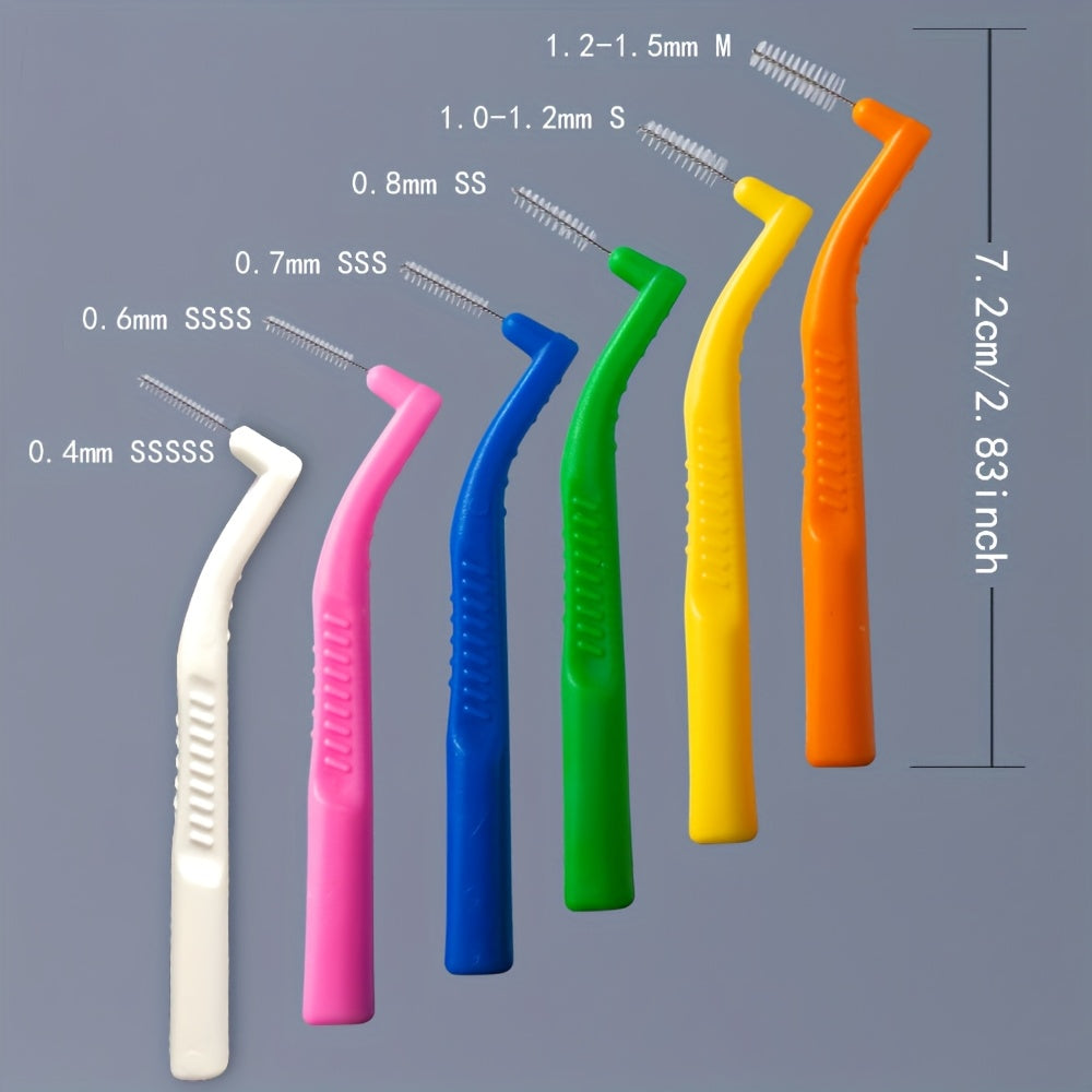 Interdental Brushes 36 Pack L-Shaped - Soft Nylon Bristle Floss Picks for Braces Teeth Cleaning Sensitive Gums Adults Multiple Sizes