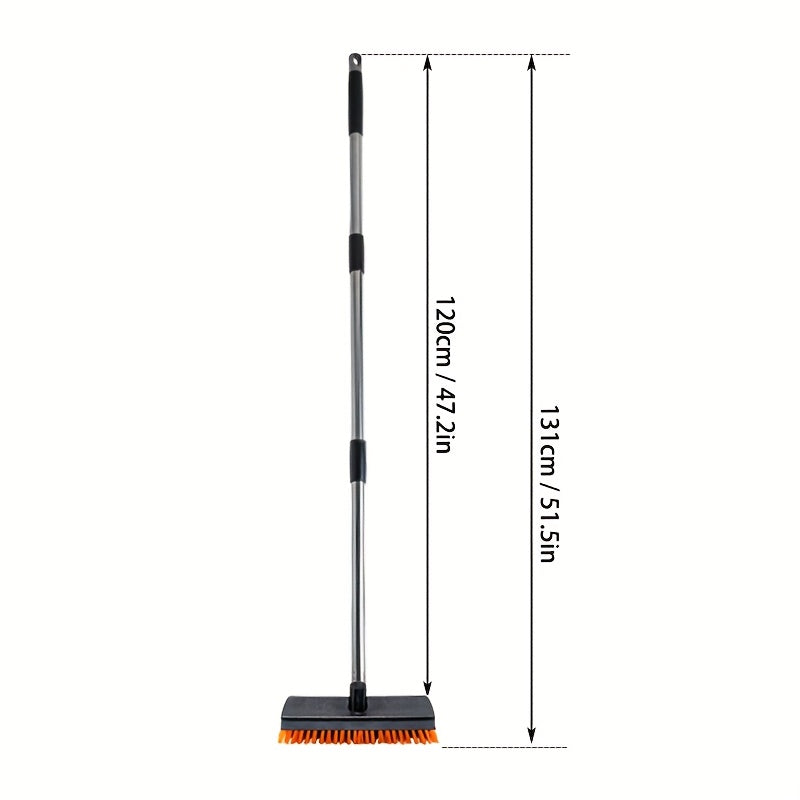 Heavy Duty Outdoor Floor Scrub Brush 10.24" Dual-Purpose with Water Scraper & Stiff Bristles – Hard Broom for Patio, Deck, Driveway & Concrete Cleaning, Home & Commercial Use