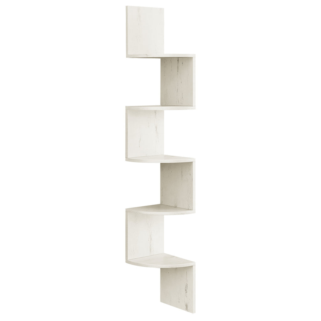 5-Tier Corner Floating Shelf Wall Mount Space-Saving Display Organizer Storage Rack for Bedroom Living Room 7.9x7.9x49.6 Inch Black White Brown