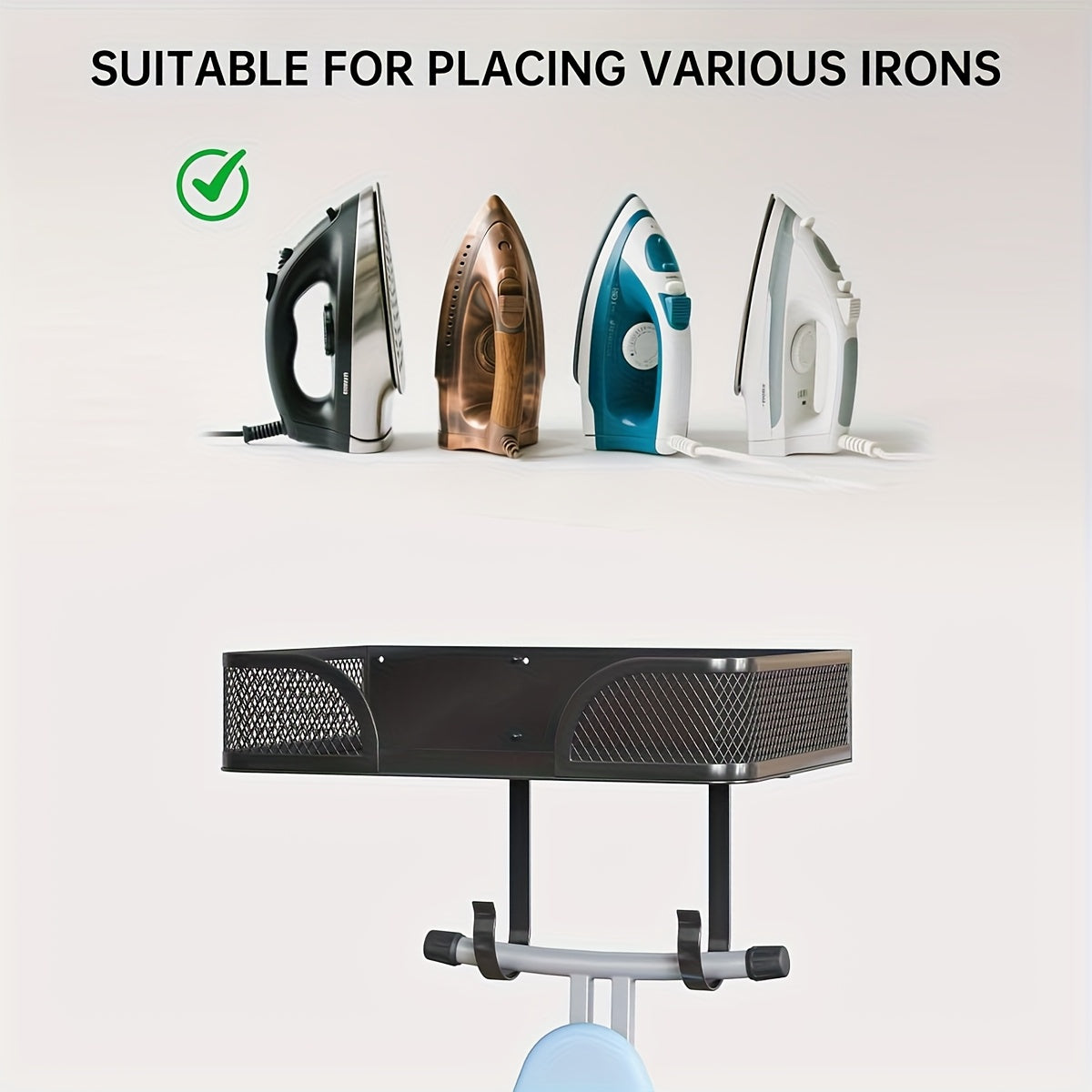 Wall-Mounted Iron & Steamer Storage Rack – Heat-Resistant Anti-Scald Ironing Board Holder, Space-Saving Vertical or Horizontal Door & Wall Mount for Home, Apartment & Laundry Room | Black