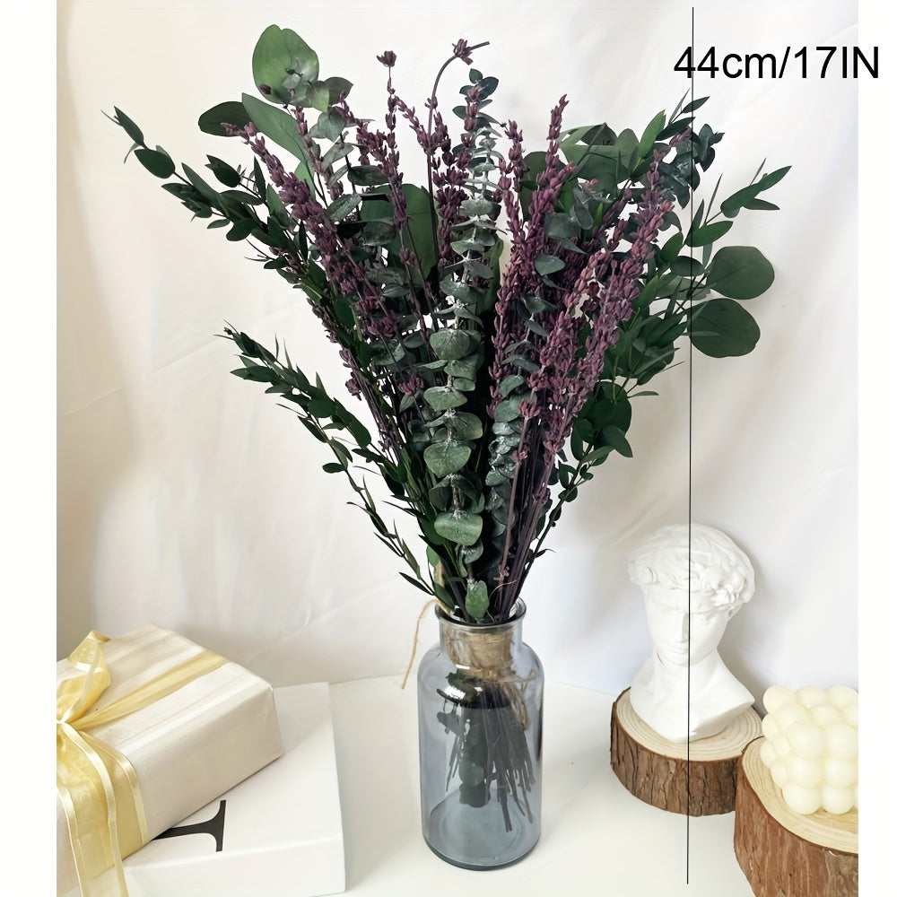 Dried Eucalyptus & Lavender Stems 60+ Pcs – 17" Silver Dollar Eucalyptus Shower Hanging Bundle, Fragrant Preserved Florals for Bathroom, Home & Bedroom Decor, Boho Vase Filler & Aromatherapy Gift