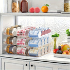 Can Organizer Rack for Fridge & Pantry 3-Tier Stackable Rolling Soda Can Dispenser Clear Plastic Space-Saving Canned Food Storage — 1 or 3 Sets