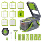 Vegetable Chopper with 8 Blades - Multifunctional Food Slicer Dicer Cutter, Onion Chopper Set with Container, 22pcs Kitchen Prep Tool