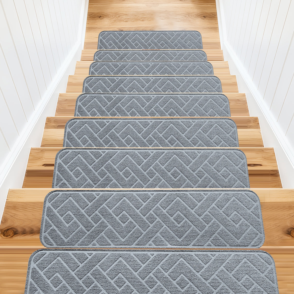 Non-Slip Stair Treads Self-Adhesive 4mm TPR Stair Mats for Hardwood Floors Indoor Stairs Carpet Pads 6pcs or 15pcs Set