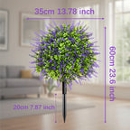 Artificial Lavender Topiary Ball Trees 2 Pack with Ground Spike – UV Resistant Faux Cedar Evergreen Shrubs for Outdoor Front Porch, Garden, Backyard & Indoor Home Decor
