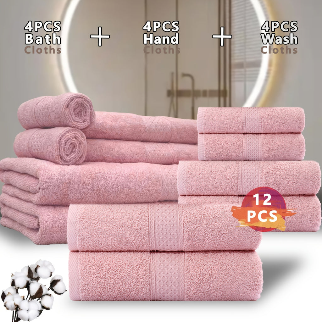 100% Cotton Bath Towel Set 12 & 24 Piece – 450 GSM Soft Absorbent Towels with Bath Towels, Hand Towels & Washcloths | Spa Quality for Home, Travel & Gifts
