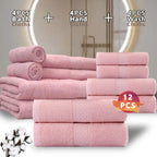 100% Cotton Bath Towel Set 12 & 24 Piece – 450 GSM Soft Absorbent Towels with Bath Towels, Hand Towels & Washcloths | Spa Quality for Home, Travel & Gifts