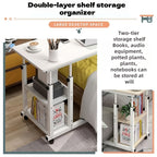 Rolling Over-Bed Table with 2-Layer Storage Rack | Mobile Bedside & Sofa Laptop Table, Solid Metal Frame, Smooth Wheels, Space-Saving Design – Multiple Colors