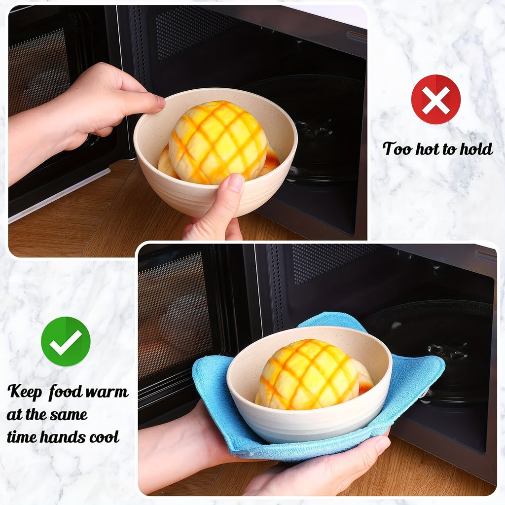 Microwave Bowl Holders 4-Pack Heat Resistant Non-Slip Insulation Mats Food Safe Polyethylene Microwave Safe Bowl Cozies for Kitchen Meal Prep
