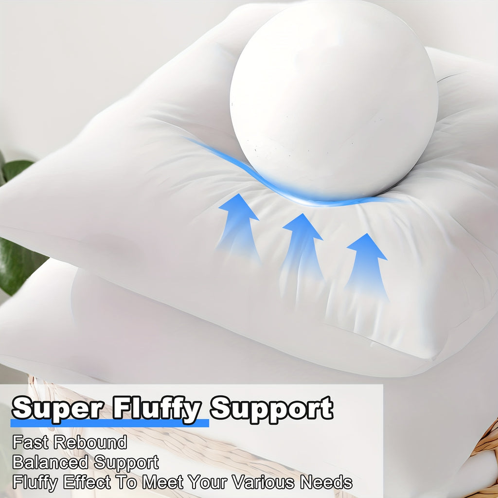 4-Pack Ultra-Fluffy Pillow Inserts – Skin-Friendly Softness & Quick Rebound Square Pillow Cores for Sofa, Bed, Garden & Outdoor Use | Multiple Sizes