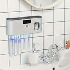 Wall Mounted Toothbrush Holder No Drill 4 Slot Bathroom Toothpaste and Toothbrush Storage Rack Modern Bathroom Organizer White Grey Space-Saving Bathroom Accessories