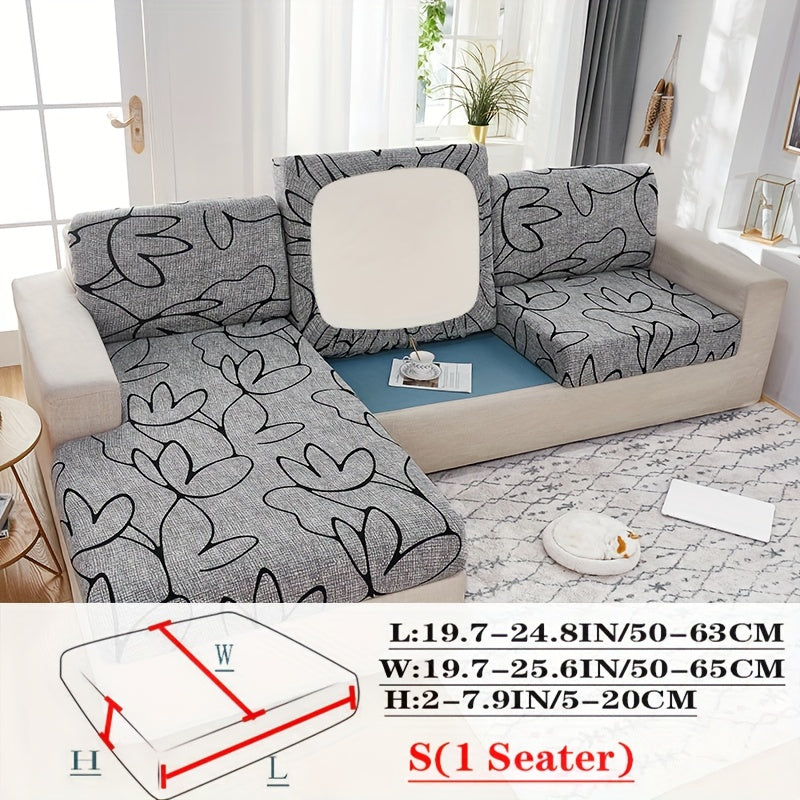 Floral Pattern Sofa Cover Breathable Soft Machine Washable All Season Light Grey Fits 1 to 4 Seater Chaise Longue and Backrest Options