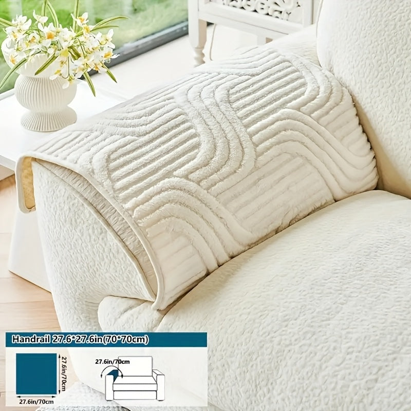 Cashmere Velvet Non-Slip Sofa Cushion Cover – Pet-Resistant Silicone-Backed Slipcover for Sofa Loveseat Recliner Chair Living Room Bedroom Office