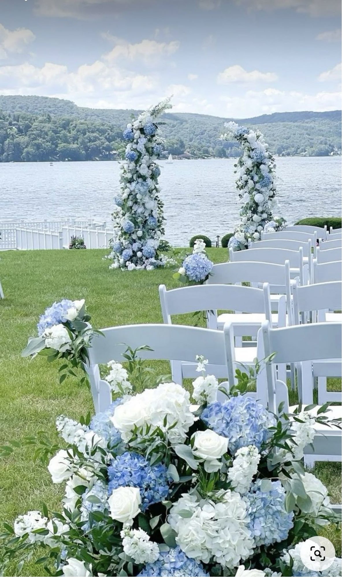 Silky Hydrangea Artificial Flowers 20/40 Pack, 16.2 Inch Blue & White – Outdoor Faux Hydrangea Stems for Wedding, Garden, Home Party, Exhibition & Christmas Decorations