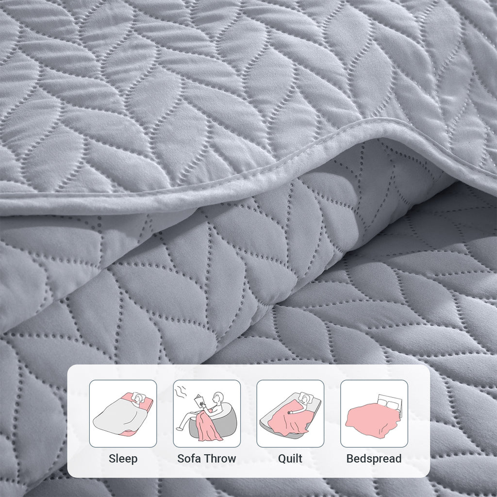 Microfiber Quilt Bedspread Set All Season Lightweight – Soft Breathable Quilted Coverlet Twin Full Queen King 16 Colors Machine Washable
