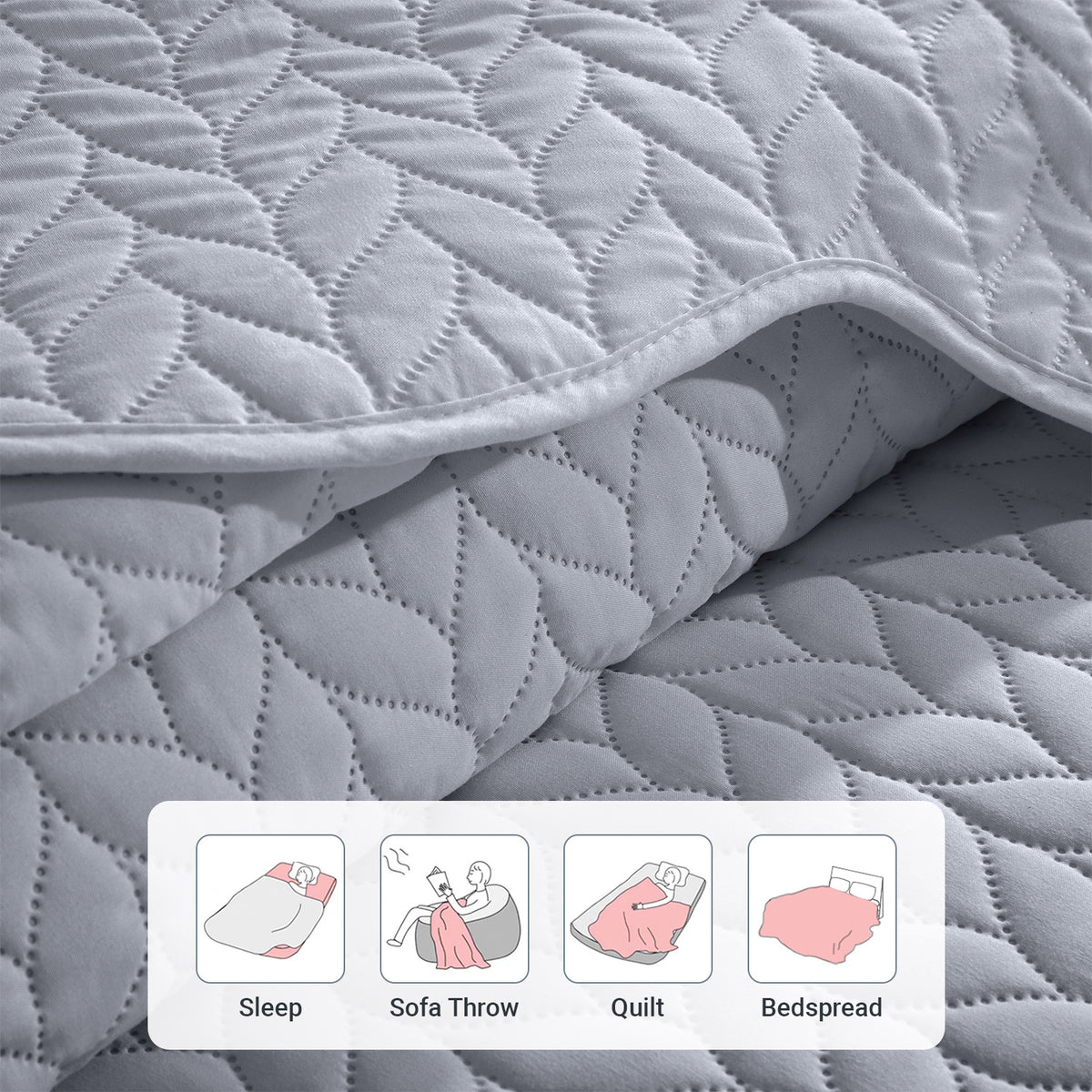 Microfiber Quilt Bedspread Set All Season Lightweight – Soft Breathable Quilted Coverlet Twin Full Queen King 16 Colors Machine Washable