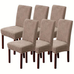 Stretch Jacquard Dining Chair Covers 4/6 Pack – Polar Fleece Slipcovers with Elastic Band, Removable Washable Chair Protector for Dining Room Kitchen Hotel Restaurant Home Decor