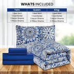 5-Piece Comforter Set – Reversible Quilted Down Alternative Bedding Set with Pillow Shams, Bed Skirt & Cushion | All Season | Twin, Queen, King