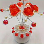 Crystal Simulation Flower Decoration Set of 2 - Handmade Faux Crystal Flowers for Car Center Console Home Decor and Desk - Elegant Gift for Mothers Day Birthday and Valentines Day Holiday Parties
