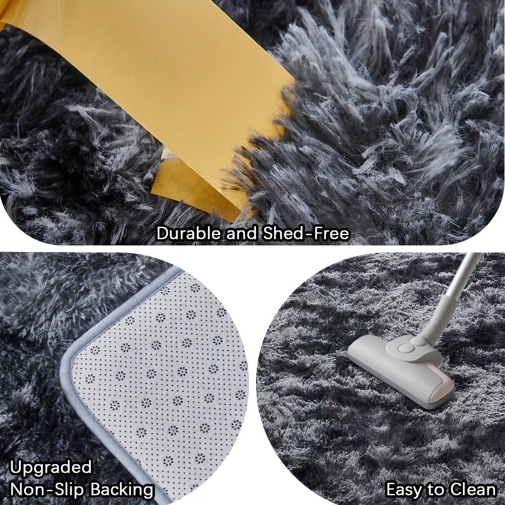 Velvet Shag Area Rug with Non-Slip Backing – Super Soft Plush Indoor Carpet for Living Room, Bedroom & Kitchen, Tie-Dye & Solid Colors, 5 Sizes