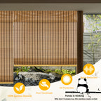 Bamboo Roman Shade – Light Filtering, Adjustable Lift System, Easy Install | Living Room & Home Decor | 13 Sizes | Nuvia Haven