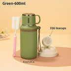 Insulated Water Bottle 600ml Stainless Steel Double Wall Vacuum Leak-Proof with Handle & Cleaning Brush for Outdoor Travel Office Gym