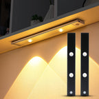 Smart LED Motion Sensor Cabinet Light USB Rechargeable - Dimmable Under Cabinet Light 3 Modes for Bedroom Stairs Kitchen Closet Hallway - 2 & 3 Pack Options, Black & White