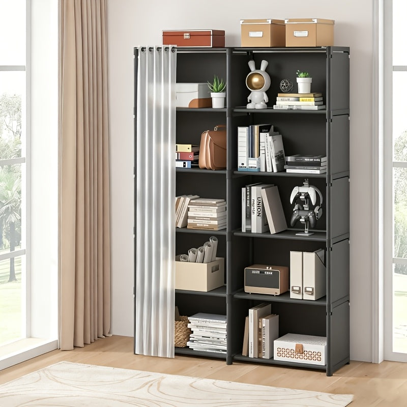 Multi-Purpose Storage Rack Single Double Row Dustproof Bookcase – Easy Install 15.75/31.5 Inch Clothing Storage Cabinet for Office, Classroom, Living Room, Bedroom & Dorm